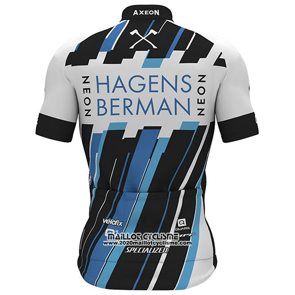 2017 Maillot Ciclismo Axeon Hagens Berman Blanc et Noir Manches Courtes et Cuissard